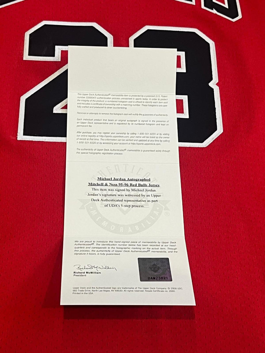 MICHAEL JORDAN #23 AUTOGRAPHED BULLS JERSEY AUTHENTICATED